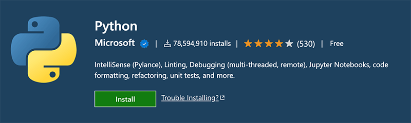 Python VSCode extensions: the official Python extension